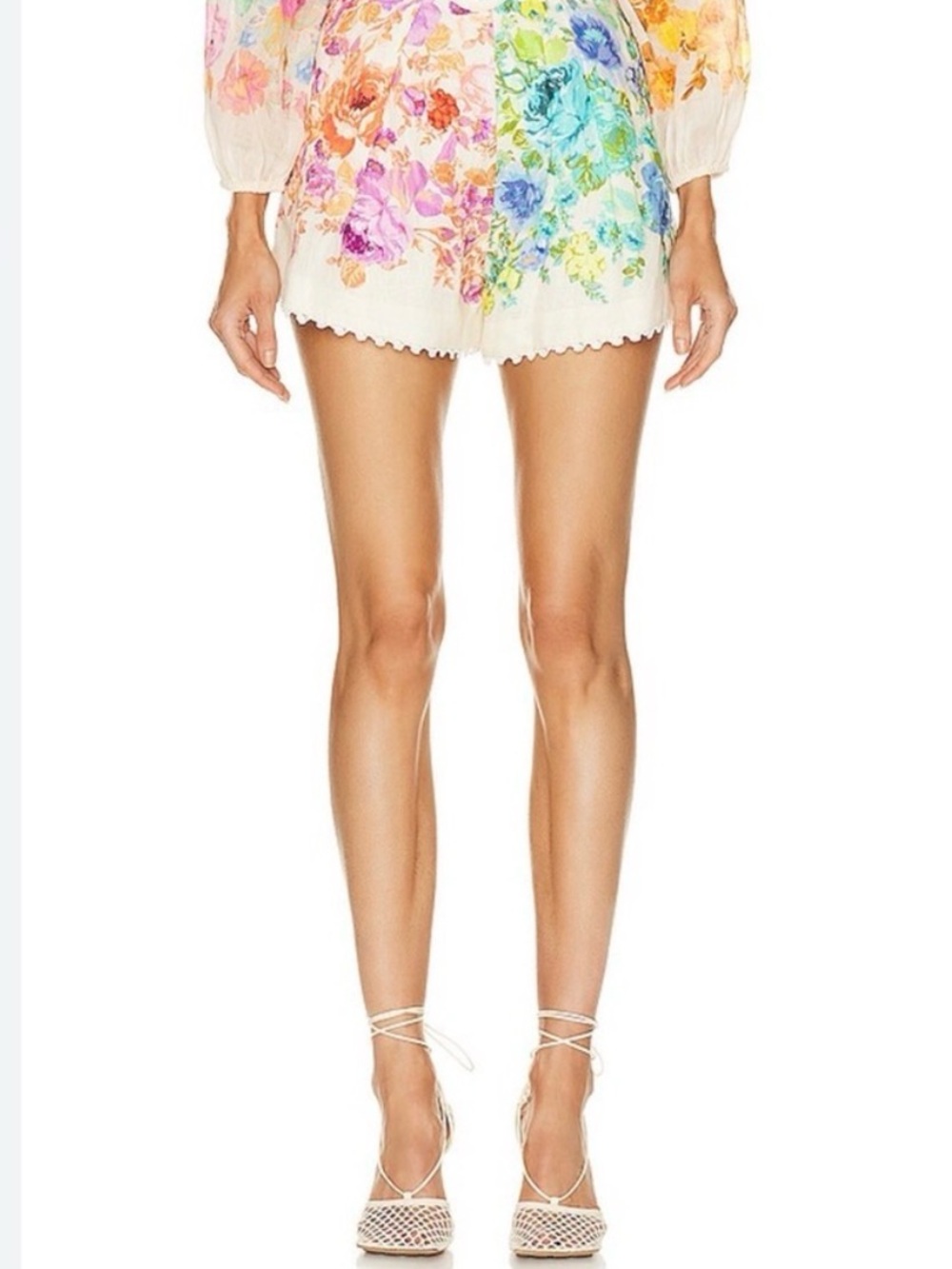 Zimmermann Raie Floral Tuck Women's Shorts multi floral linen Size 0